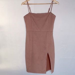 Womens Medium - Donna Mizani light Pink Suede Slit Dress